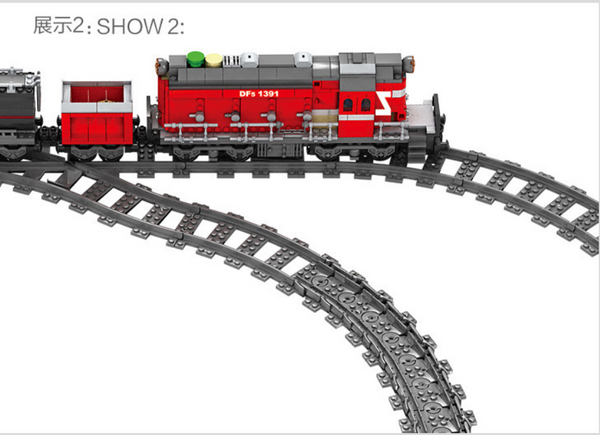 Kazi KY98219 Roter Diesel Güterzug mit Schienenkreis