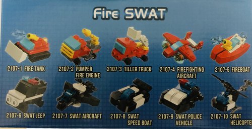 Qman 2107 Trans-Collector 10 Mini-Sets je 3 in 1 Feuerwehr, SWAT Mitgebsel